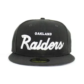 Oakland Raiders Script New Era 59Fifty Fitted Hat (Black Gray Under Brim)