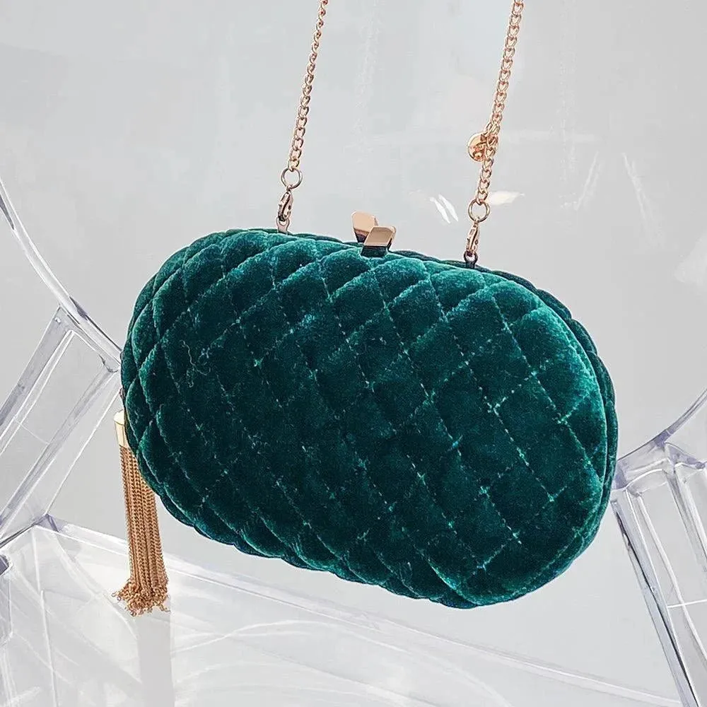 OB4787 RIKKI QUILTED VELVET CLUTCH
