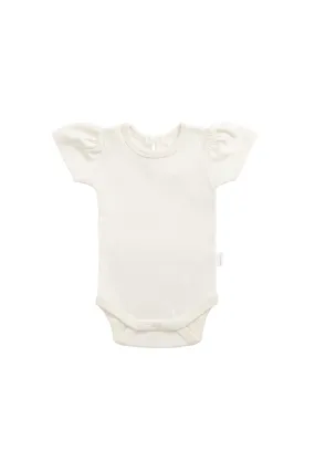 Organic Cotton Cap Sleeve Bodysuit - Buttermilk