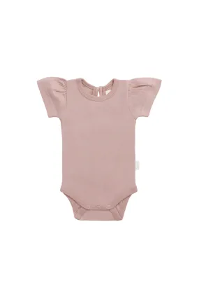 Organic Cotton Cap Sleeve Bodysuit - Powder Pink