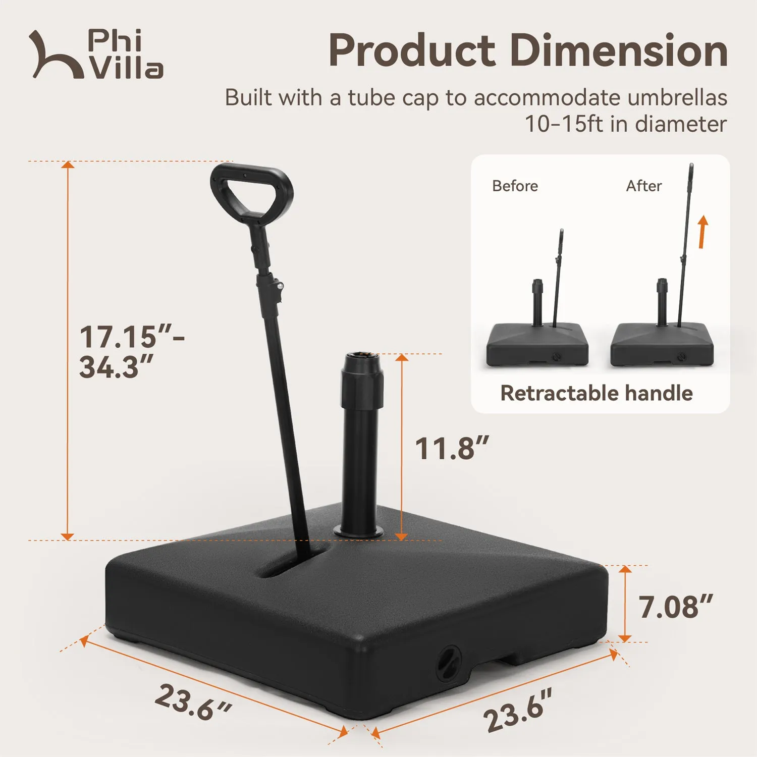 Phi Villa Heavy Duty Base Weights Stand for Outdoor Patio Umbrella