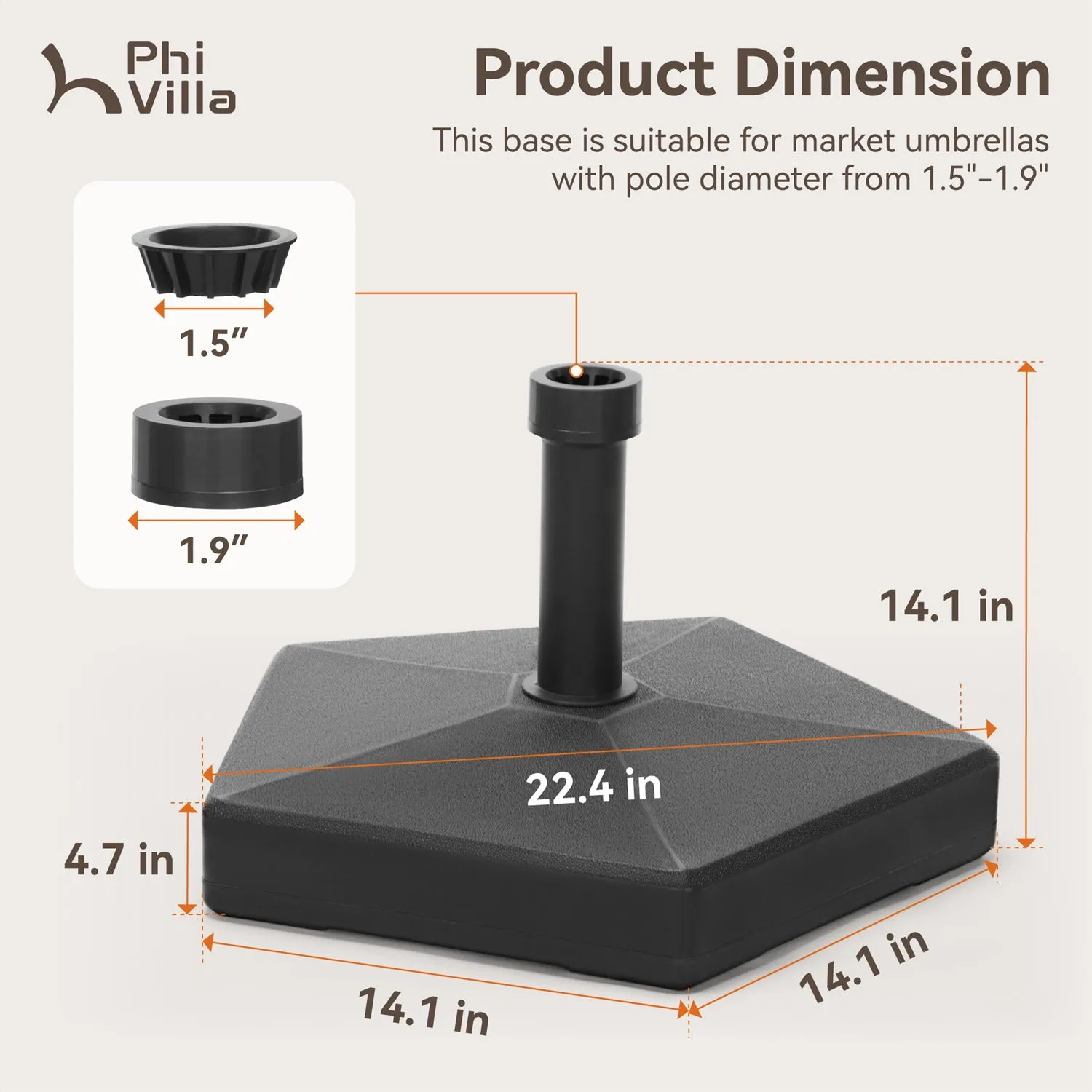 Phi Villa Heavy Duty Base Weights Stand for Outdoor Patio Umbrella