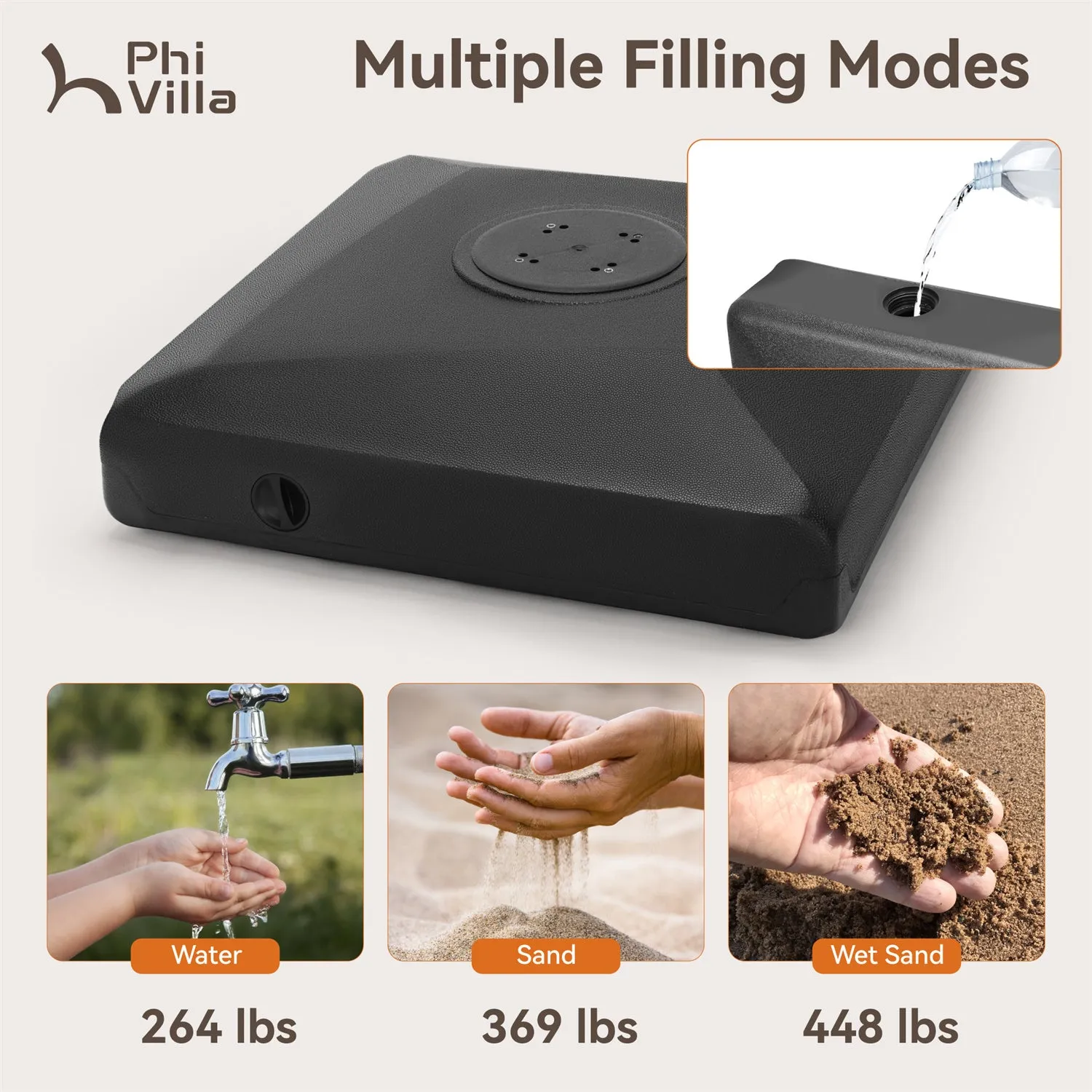 Phi Villa Heavy Duty Base Weights Stand for Outdoor Patio Umbrella