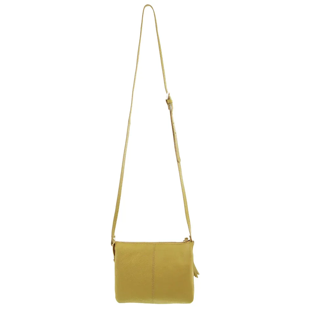 Pierre Cardin Leather Tassel Crossbody Bag - Yellow