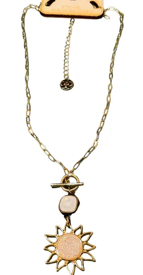 Pink Panache - White Druzy Pendant Necklace