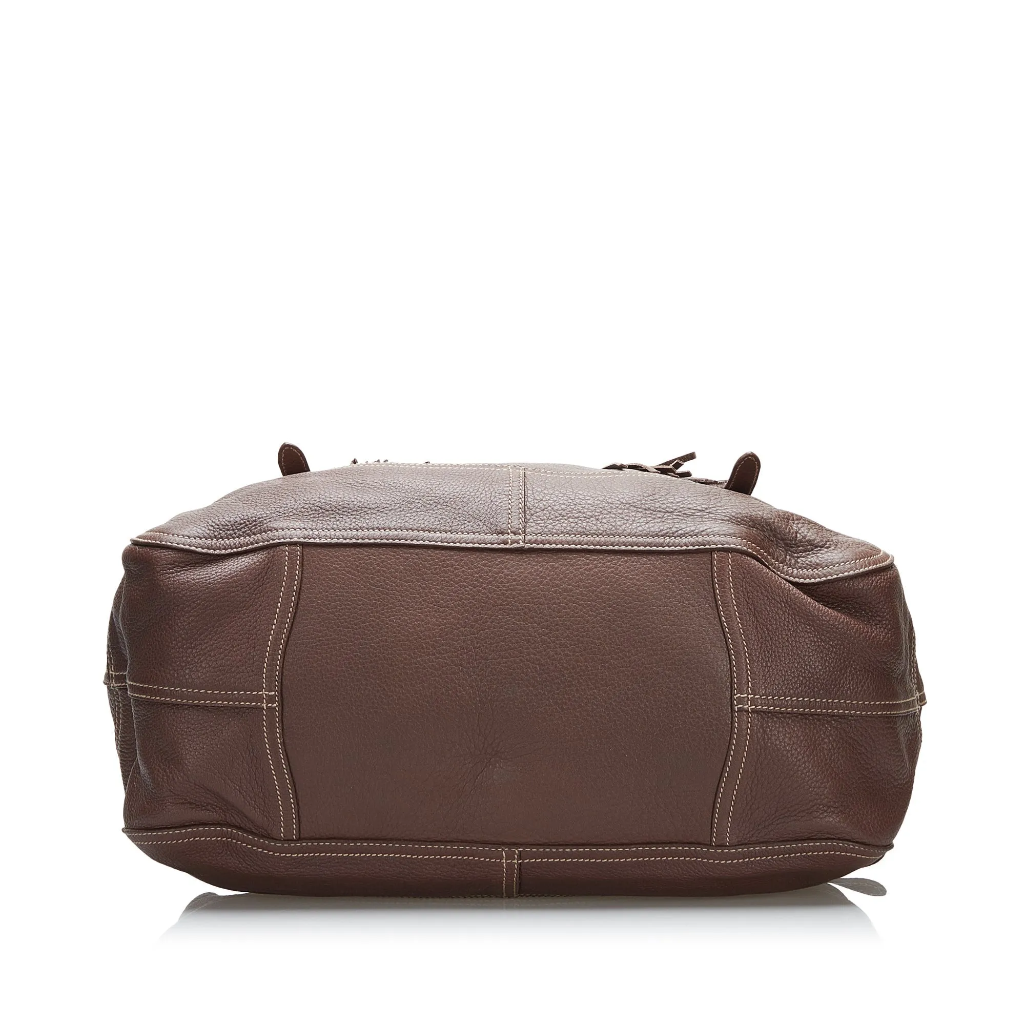 PRADA Cervo Drawstring Leather Tote Tote Bag