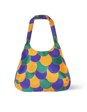 Purple And Yellow Print Jacquard Reversible Slouchy Tote Bag