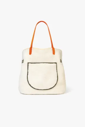 Quilted Shearling Tote - Natural / Pale Sage