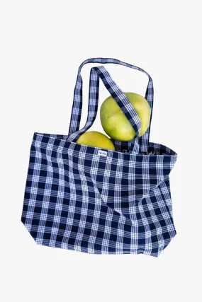 REVERSIBLE EASY TOTE BAG IN NAVY PALAKA