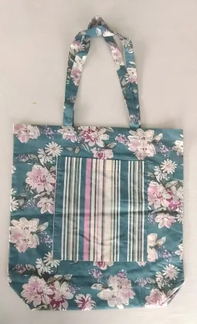 Reversible Tote Bag with Extra Front Pocket, Easy to Carry, Cotton Fabric