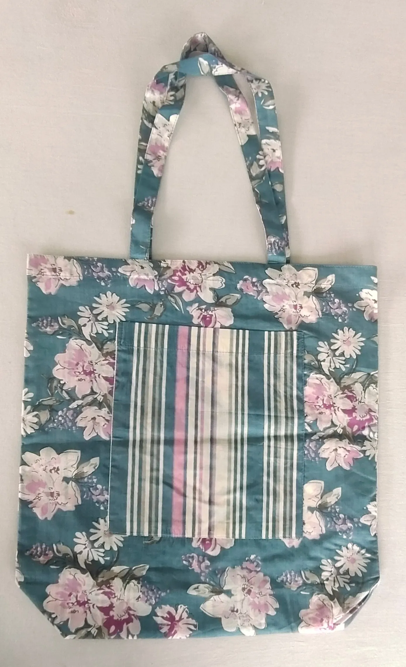 Reversible Tote Bag with Extra Front Pocket, Easy to Carry, Cotton Fabric