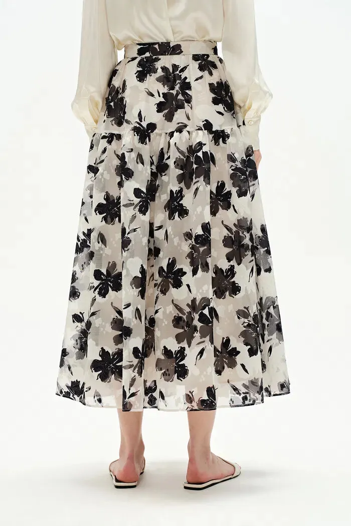 Rhea Jacquard Print Skirt in Heavy Jacquard Mesh