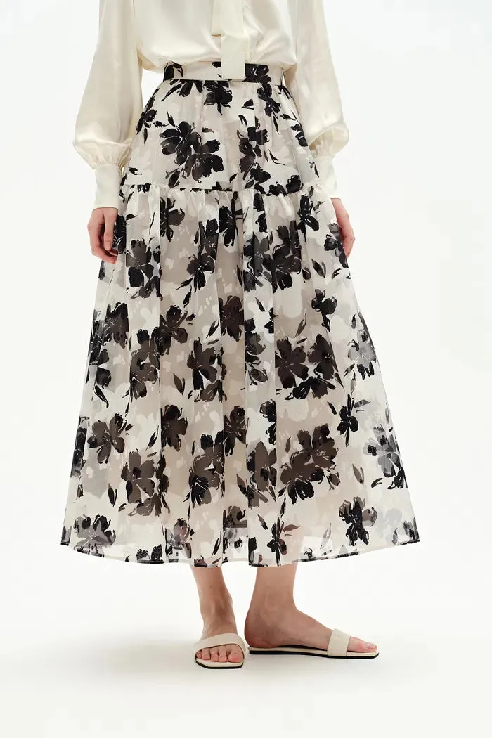 Rhea Jacquard Print Skirt in Heavy Jacquard Mesh