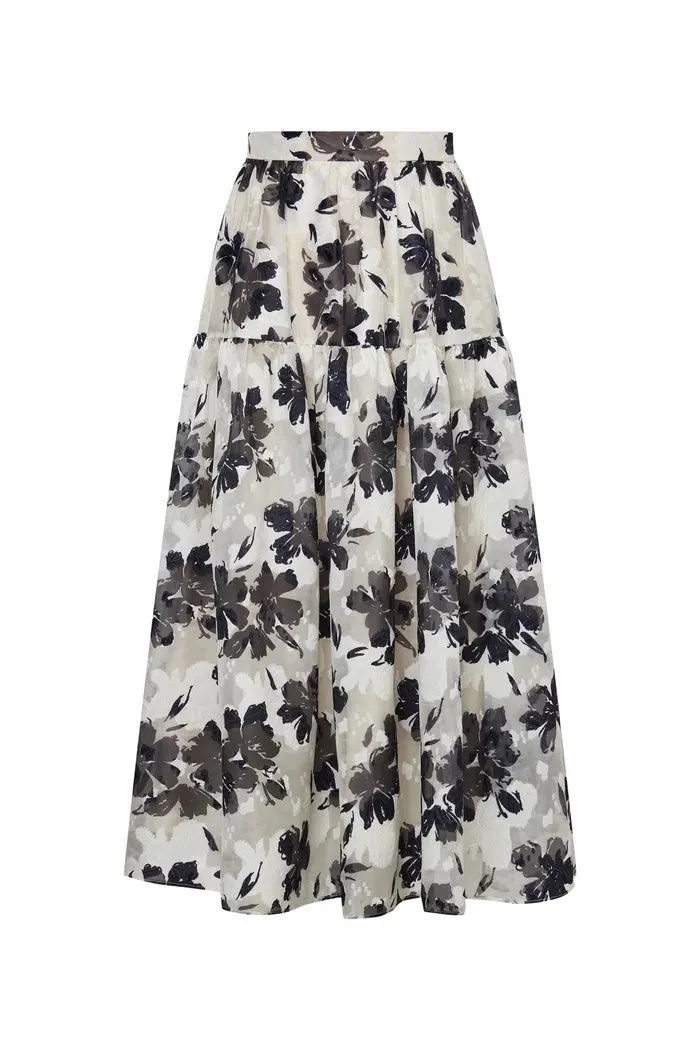 Rhea Jacquard Print Skirt in Heavy Jacquard Mesh