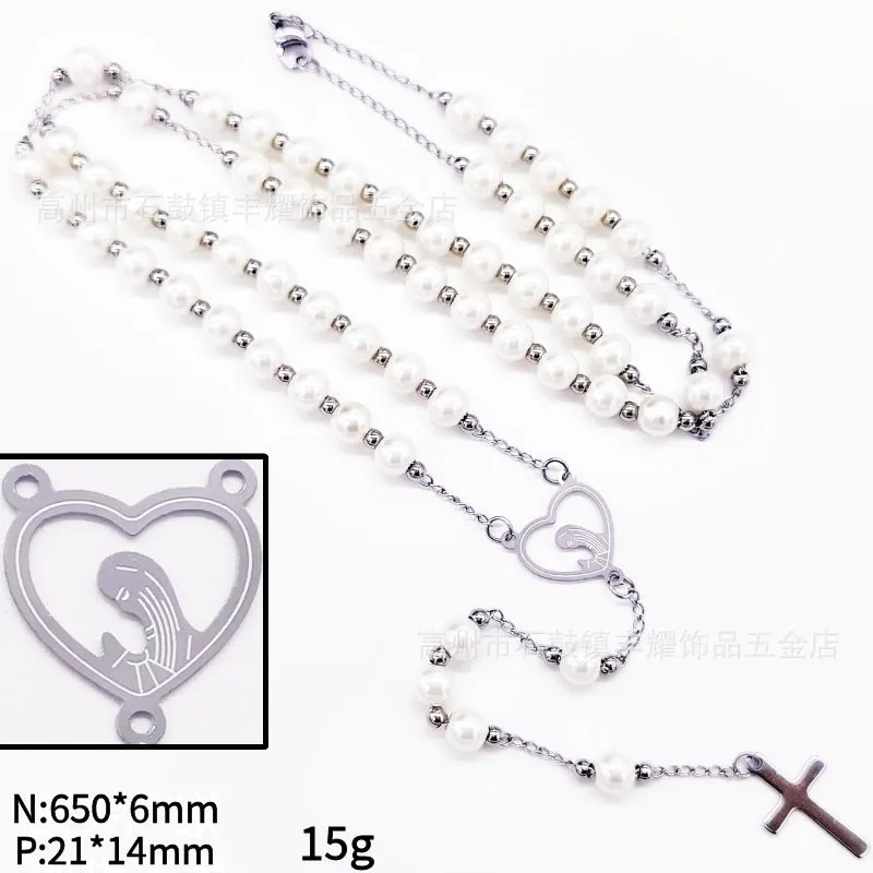 rosary necklace 6mm cross necklace