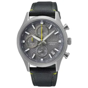 Seiko Men's Quartz Watch - Dress Chronograph Grey Dial Nylon Strap Date | SSB423P1