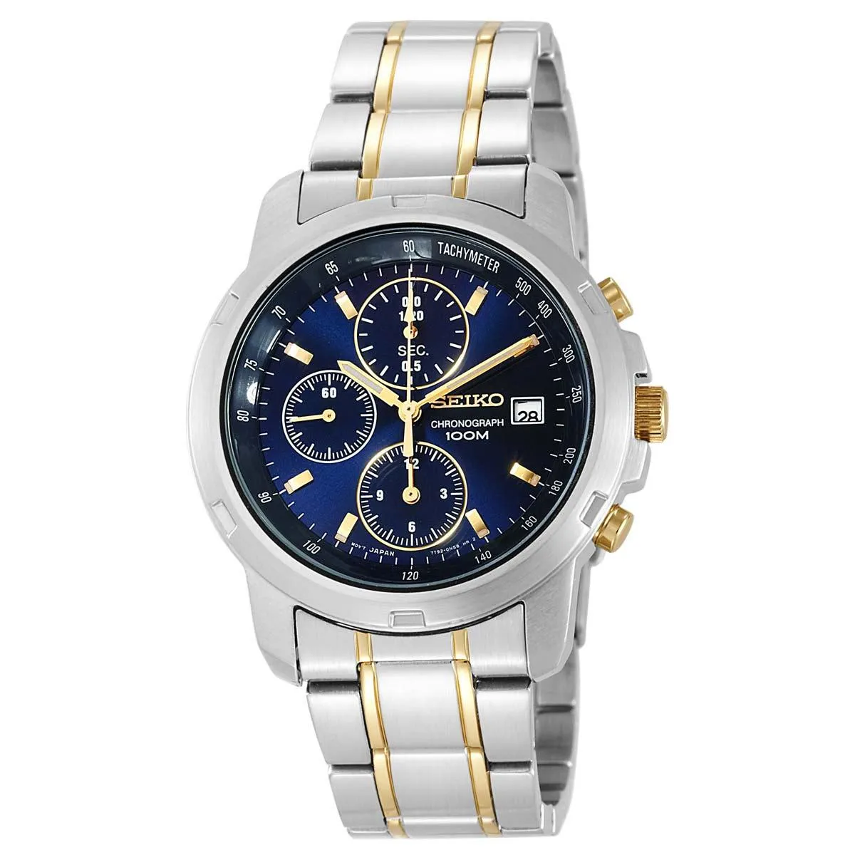Seiko SNDB05 Men's Blue Dial Two Tone Bracelet Chronograph Watch