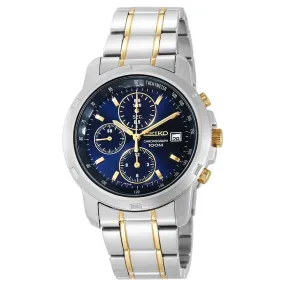 Seiko SNDB05 Men's Blue Dial Two Tone Bracelet Chronograph Watch