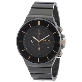 Seiko SNDD57 Men's Classic Black Dial Black IP Steel Bracelet Chronograph Watch