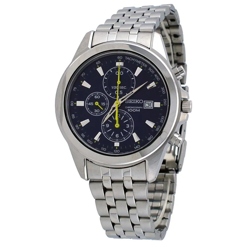 Seiko SNDF03 Men's Blue Dial Steel Bracelet Chronograph Watch