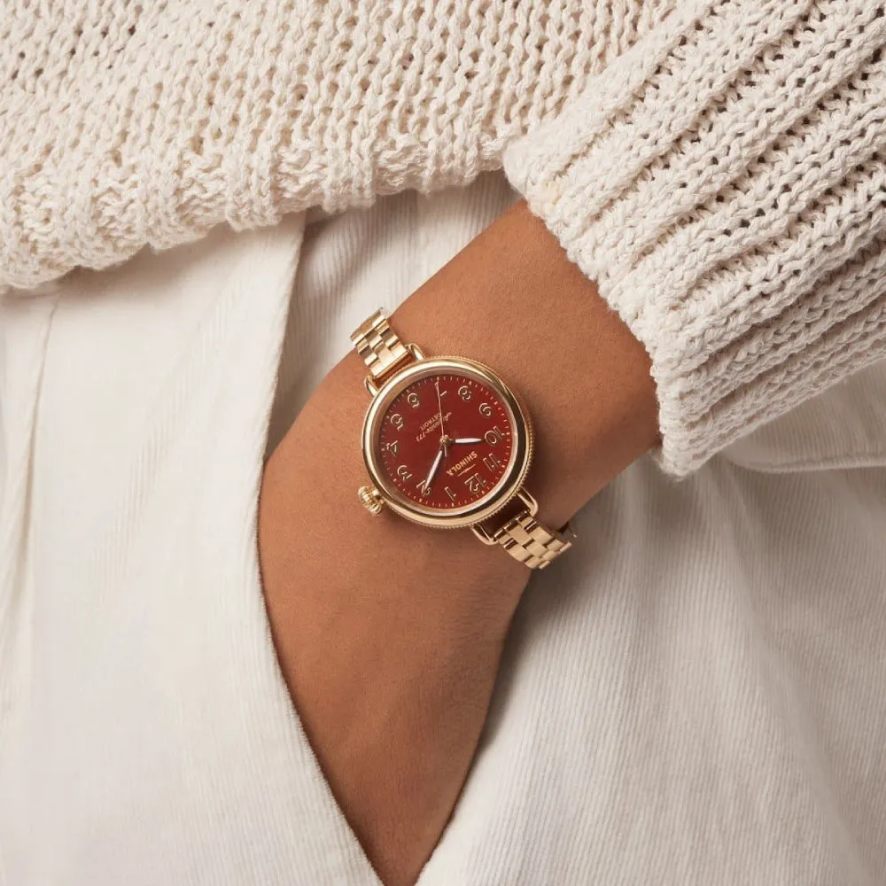 Shinola Birdy Gold-Tone Quartz Watch - Red Jasper Dial