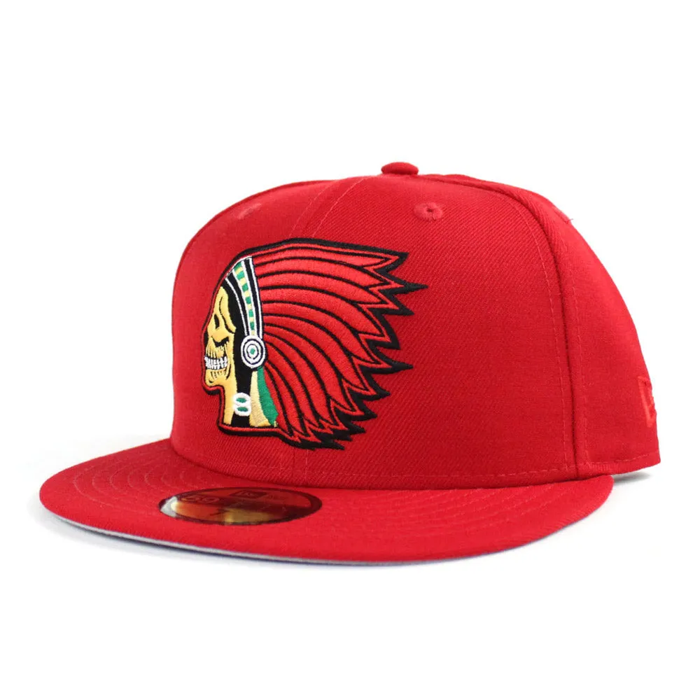 Skull Chiefs New Era 59Fifty Fitted Hats (Red Gray Under Brim)