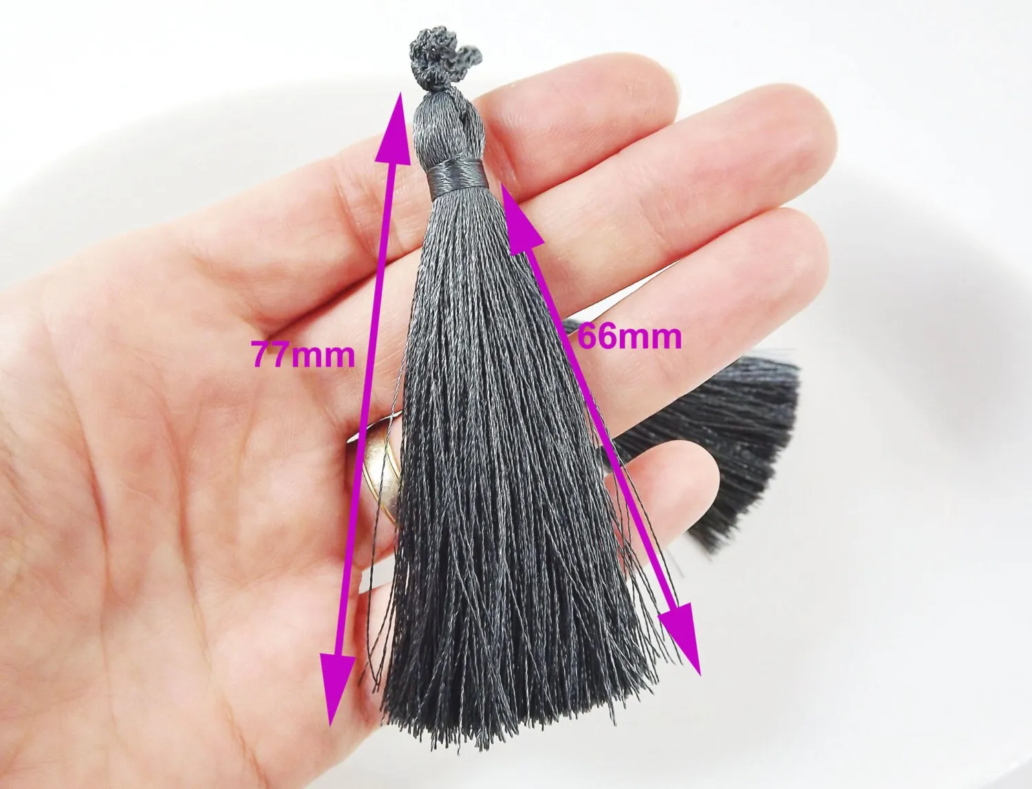 Slate Blue Silk Tassel Braided Loop, Handmade Quality Tassel, Jewelry Tassel, Keychain tassel, Home Decor tassel, 3inch = 77mm, 2pc
