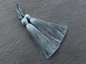 Slate Blue Silk Tassel Braided Loop, Handmade Quality Tassel, Jewelry Tassel, Keychain tassel, Home Decor tassel, 3inch = 77mm, 2pc