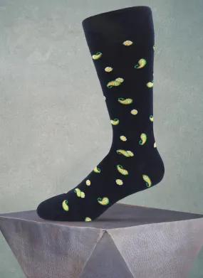 Small Paisley Dot Cotton Sock in Navy