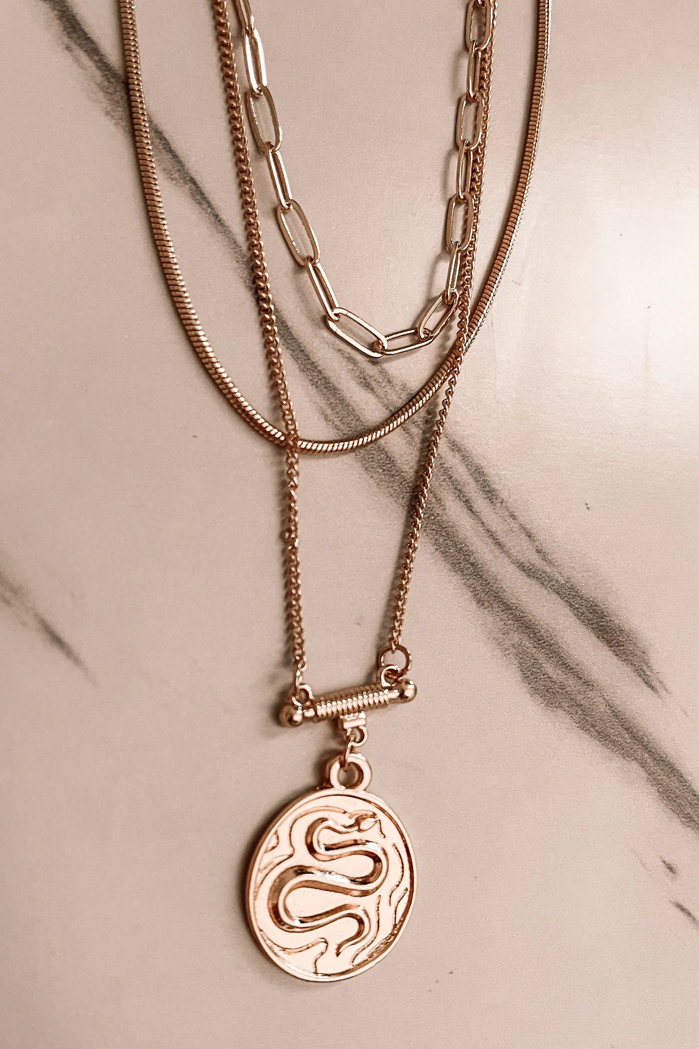 Snake Pendant Layered Necklace