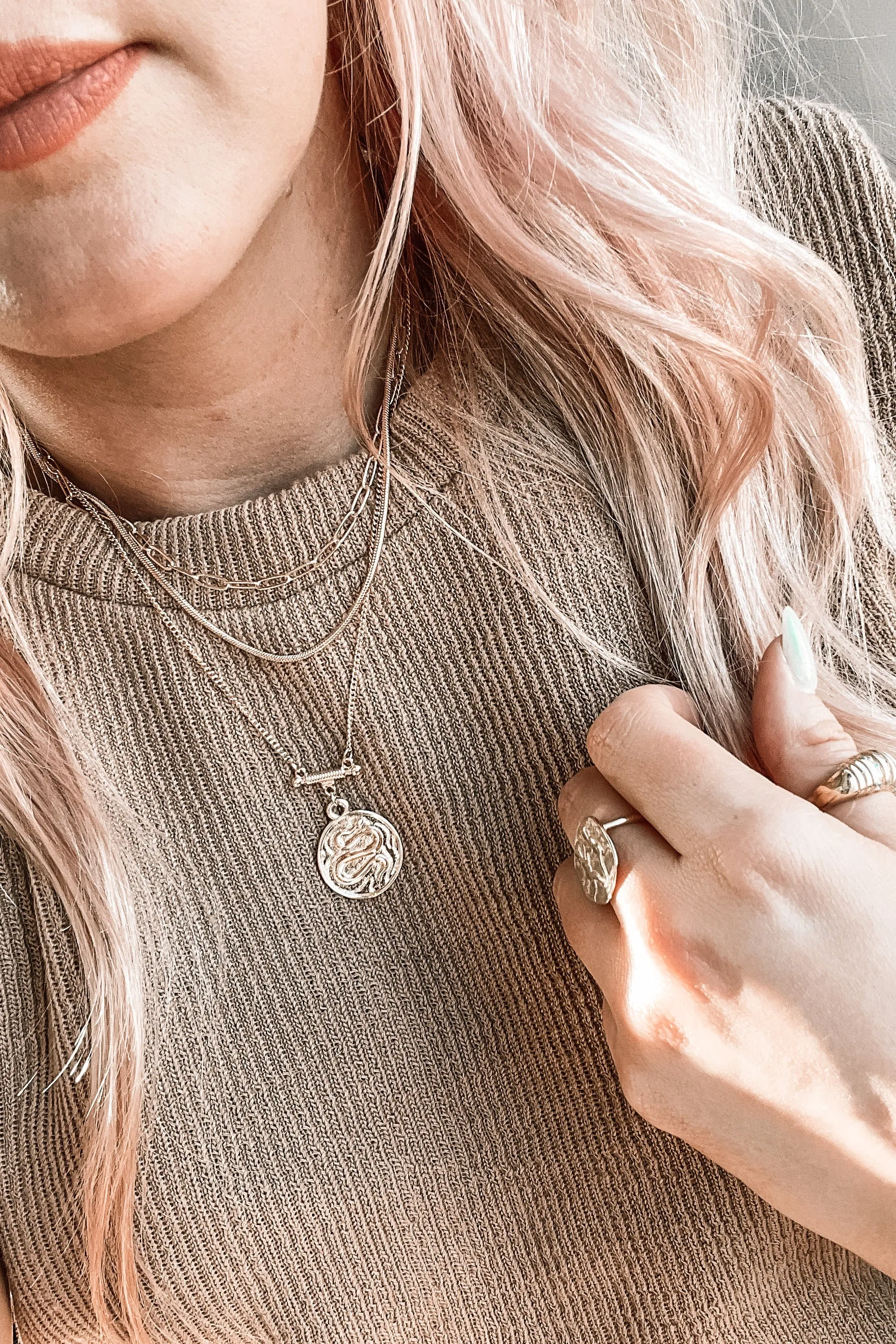 Snake Pendant Layered Necklace