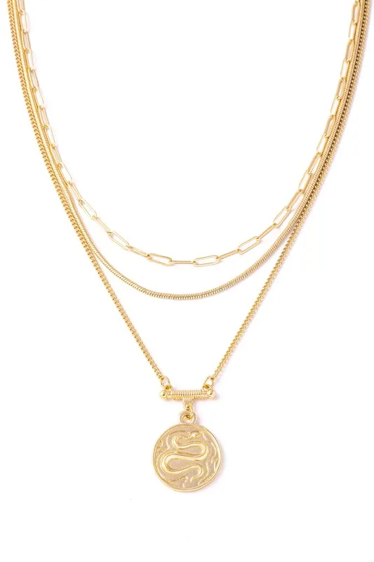 Snake Pendant Layered Necklace