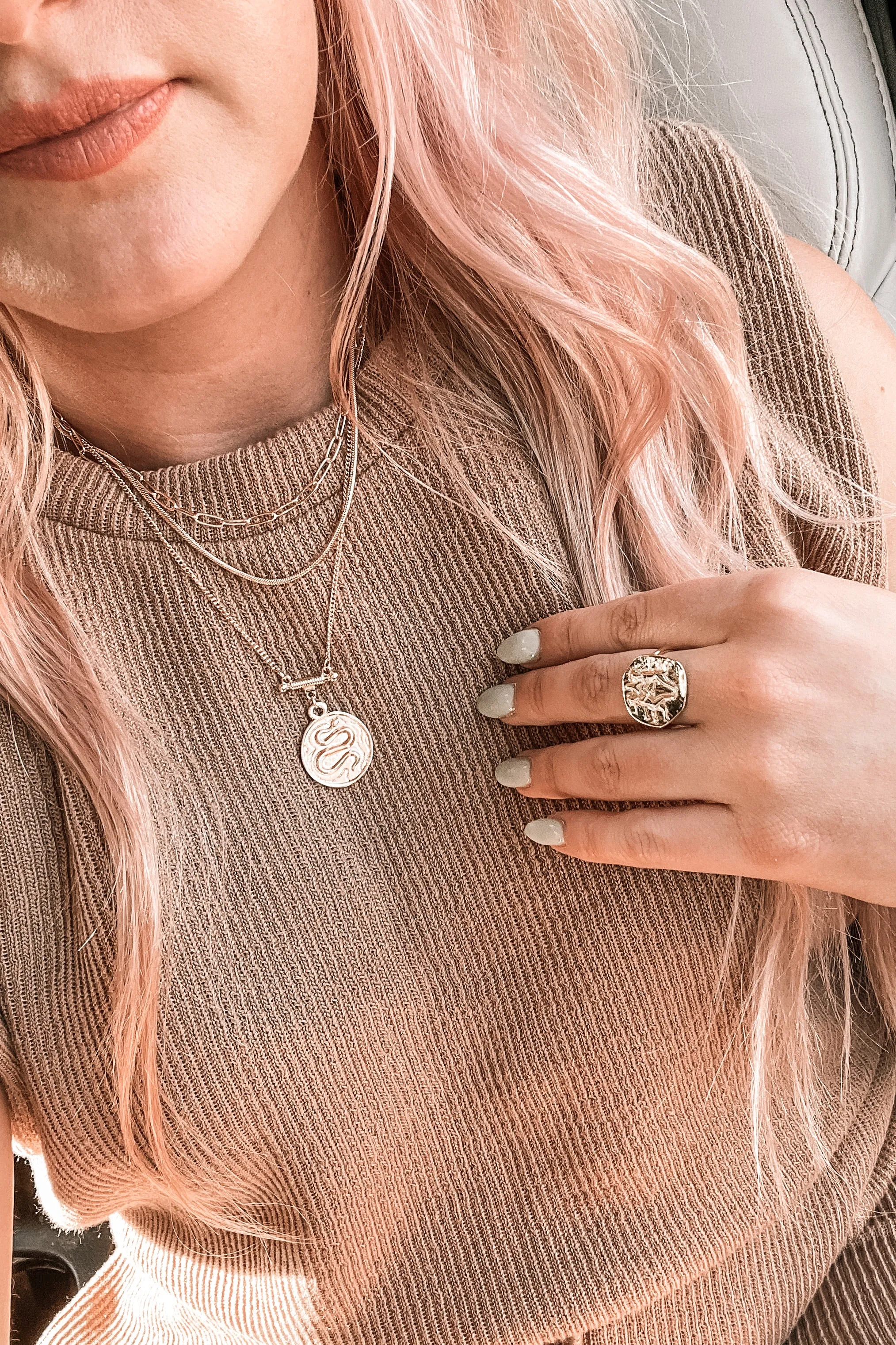 Snake Pendant Layered Necklace