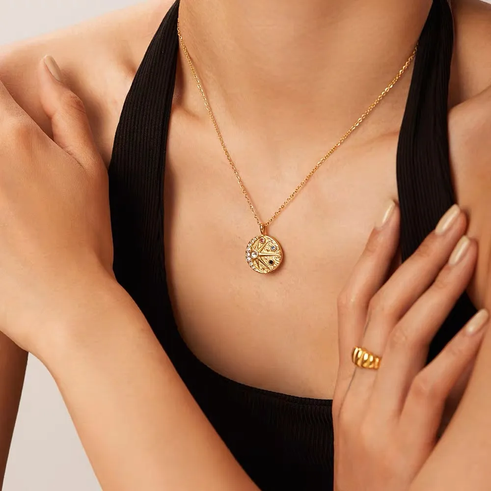Solar Vintage-coin Inspired Necklace
