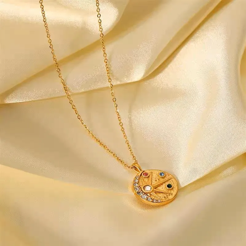 Solar Vintage-coin Inspired Necklace