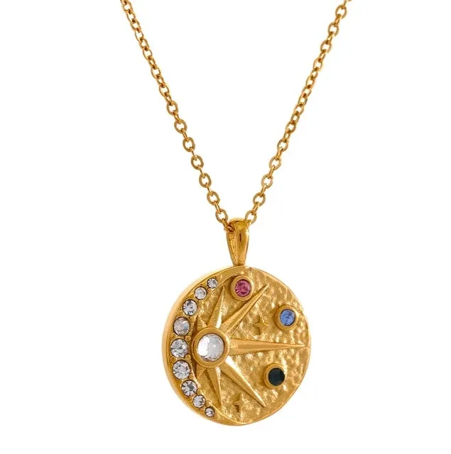Solar Vintage-coin Inspired Necklace