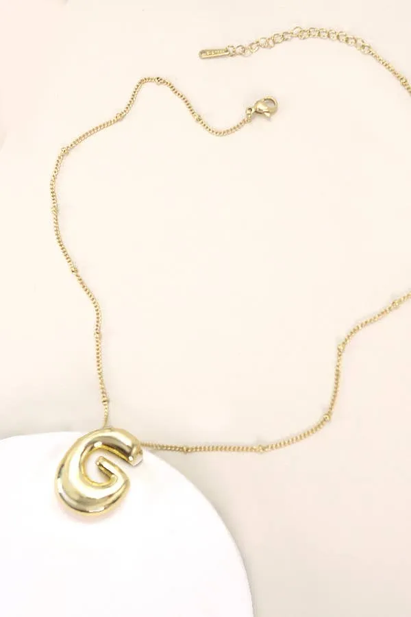 STAINLESS STEEL BALLOON BUBBLE INITIAL NECKLACE | 40NK316: R