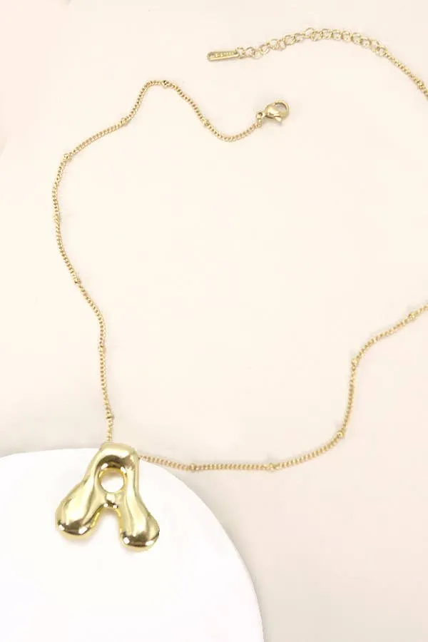 STAINLESS STEEL BALLOON BUBBLE INITIAL NECKLACE | 40NK316: R