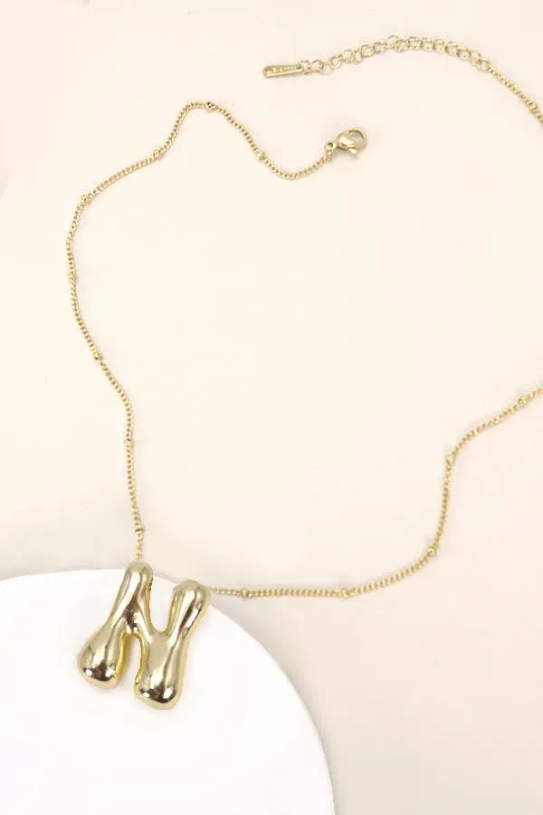 STAINLESS STEEL BALLOON BUBBLE INITIAL NECKLACE | 40NK316: R