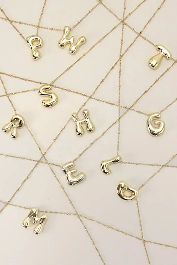 STAINLESS STEEL BALLOON BUBBLE INITIAL NECKLACE | 40NK316: R