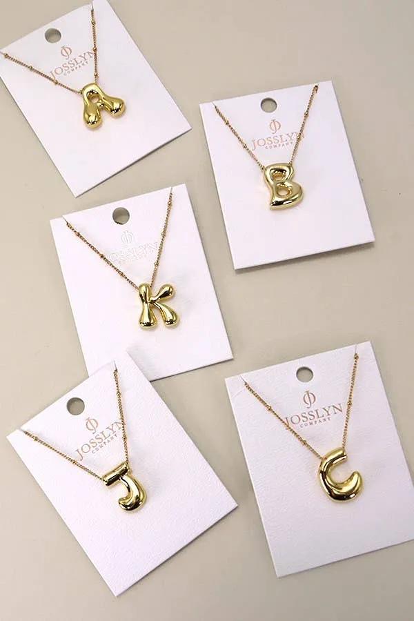 STAINLESS STEEL BALLOON BUBBLE INITIAL NECKLACE | 40NK316: R