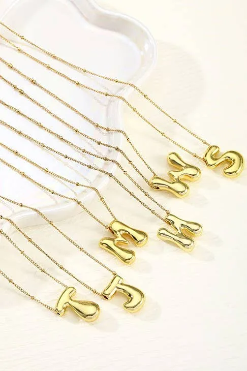 STAINLESS STEEL BALLOON BUBBLE INITIAL NECKLACE | 40NK316: R