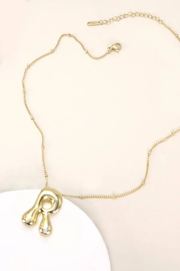 STAINLESS STEEL BALLOON BUBBLE INITIAL NECKLACE | 40NK316: R