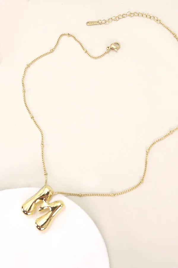 STAINLESS STEEL BALLOON BUBBLE INITIAL NECKLACE | 40NK316: R
