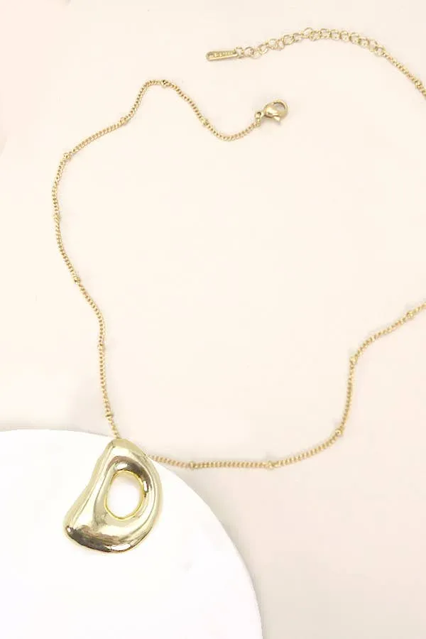 STAINLESS STEEL BALLOON BUBBLE INITIAL NECKLACE | 40NK316: R