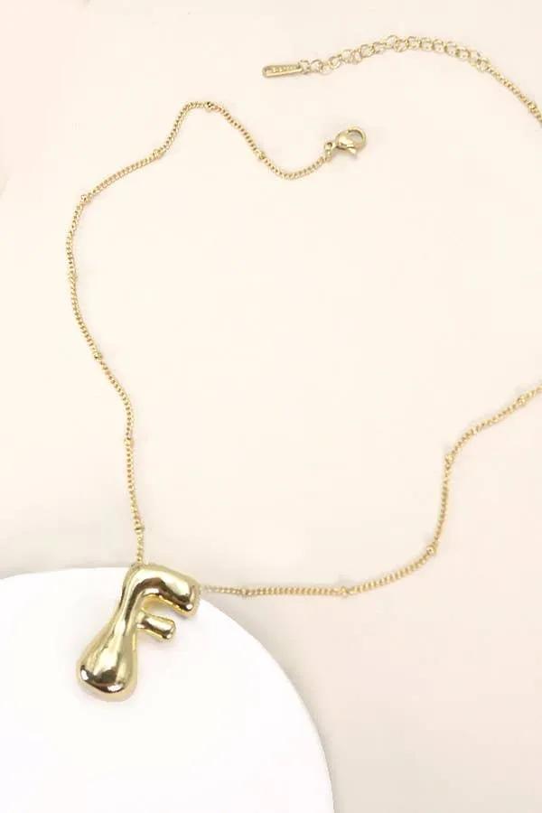 STAINLESS STEEL BALLOON BUBBLE INITIAL NECKLACE | 40NK316: R