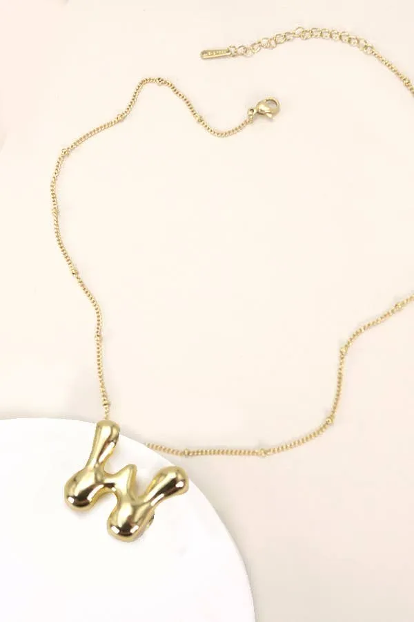STAINLESS STEEL BALLOON BUBBLE INITIAL NECKLACE | 40NK316: R