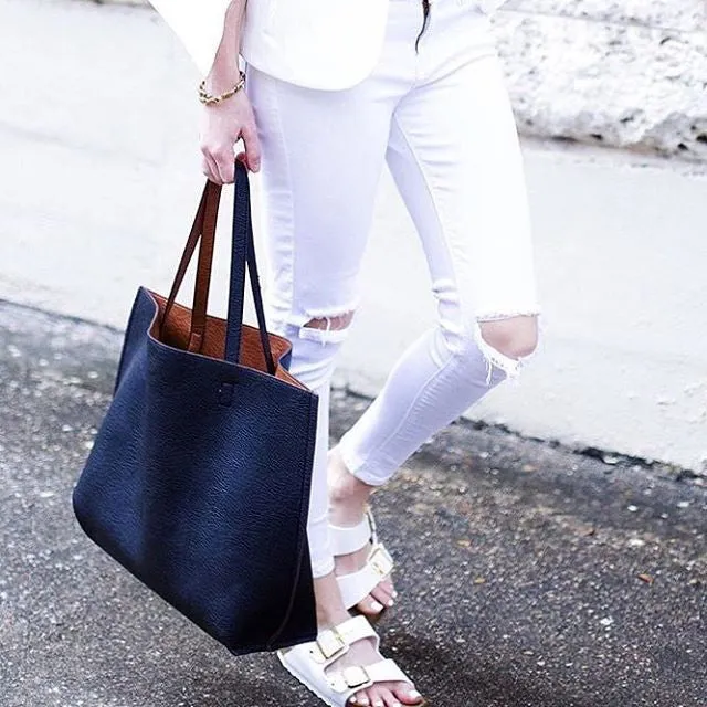 Street Level Black/Brown Reversible Tote