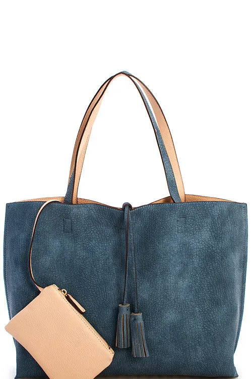 Street Level Blue/Nude Reversible Tote