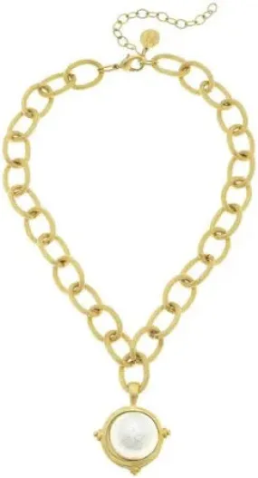 Susan Shaw Cotton Pearl On Handcast Gold Chain Necklace